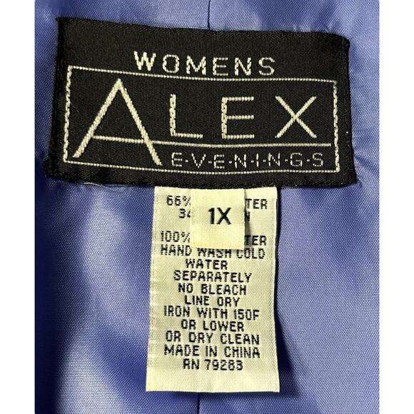 Alex Evenings Wrap Jacket Size 1X Floral Blue Sheer Sleeve Cocktail Dressy Party - Picture 5 of 8